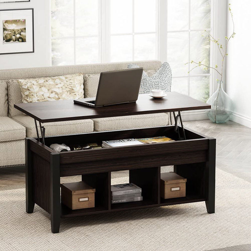 Red Barrel Studio® Manosque Lift Top 4 Legs Coffee Table with Storage